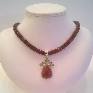 Dark Red Carnelian Pendant Necklace